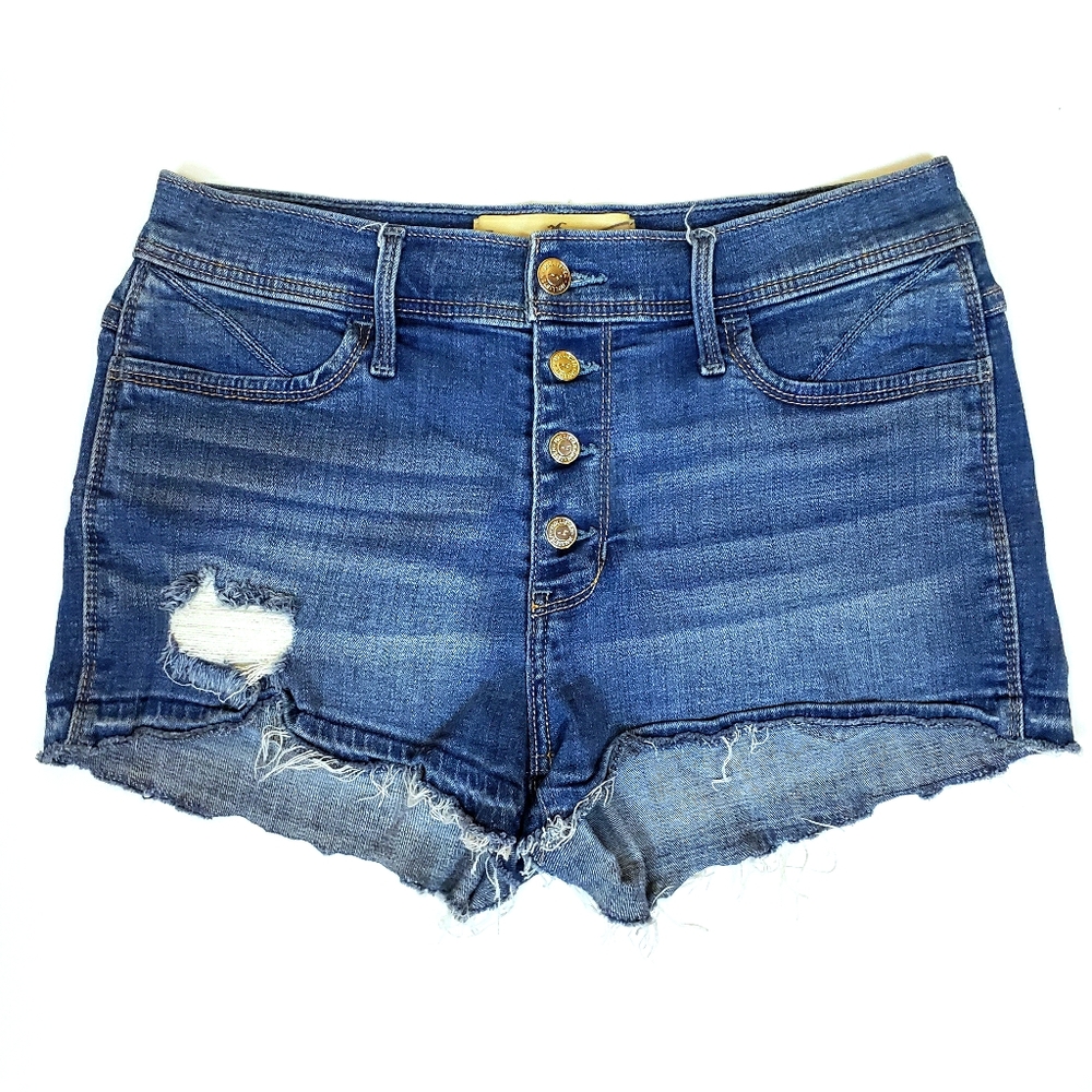 Hollister Distressed High Rise Denim Shorts